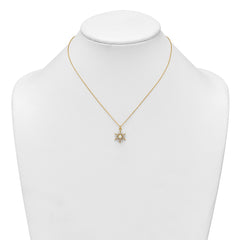 Sterling Silver Gold-Tone Polished Lab Created Opal and CZ Starburst 16 Inch with 2 Inch Extension Necklace