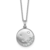 Sterling Silver Rhodium-plated Brushed CZ Circle 17.5 inch Necklace