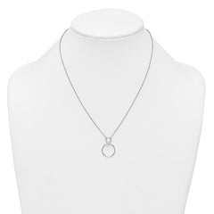 Sterling Silver Rhodium-plated Polished CZ Two Circles 17.75 inch Necklace