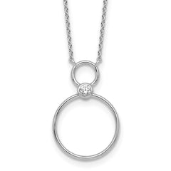Sterling Silver Rhodium-plated Polished CZ Two Circles 17.75 inch Necklace
