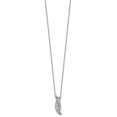 Sterling Silver Rhodium-plated Polished Fancy CZ -X- 16 Inch with 1.25 Inch Extension Necklace