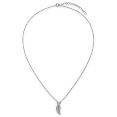 Sterling Silver Rhodium-plated Polished Fancy CZ -X- 16 Inch with 1.25 Inch Extension Necklace