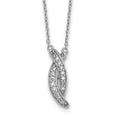 Sterling Silver Rhodium-plated Polished Fancy CZ -X- 16 Inch with 1.25 Inch Extension Necklace