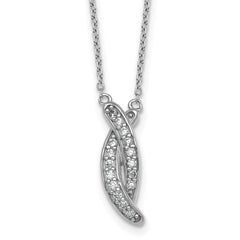 Sterling Silver Rhodium-plated Polished Fancy CZ -X- 16 Inch with 1.25 Inch Extension Necklace