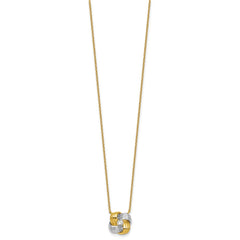 Sterling Silver Gold-tone and Rhodium-plated Polished CZ Knot 18 inch Necklace