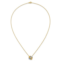 Sterling Silver Gold-tone and Rhodium-plated Polished CZ Knot 18 inch Necklace