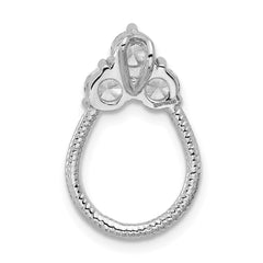 Sterling Silver Rhodium-plated Three CZ Textured Loop Chain Slide Pendant