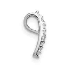 Sterling Silver Rhodium-plated Polished Pave CZ Curved and Tapered Chain Slide Pendant