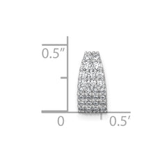 Sterling Silver Rhodium-plated Polished Pave CZ Curved and Tapered Chain Slide Pendant