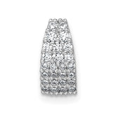 Sterling Silver Rhodium-plated Polished Pave CZ Curved and Tapered Chain Slide Pendant