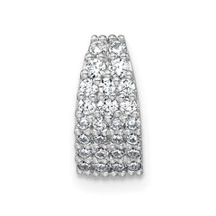 Sterling Silver Rhodium-plated Polished Pave CZ Curved and Tapered Chain Slide Pendant