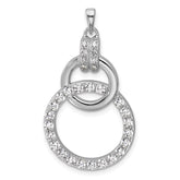 Sterling Silver Rhodium-plated Polished CZ Two Circle Pendant