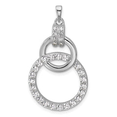 Sterling Silver Rhodium-plated Polished CZ Two Circle Pendant