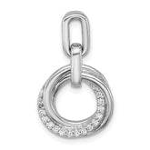 Sterling Silver Rhodium-plated Polished White CZ Circle Twist Pendant