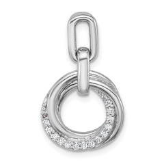 Sterling Silver Rhodium-plated Polished White CZ Circle Twist Pendant