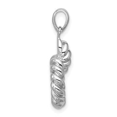 Sterling Silver Rhodium-plated Polished Twisted Circle Pendant
