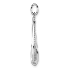 Sterling Silver Rhodium-plated CZ Polished Tear Drop Swirl Pendant