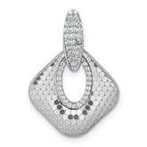 Sterling Silver Rhodium-plated CZ Polished Textured Doorknocker Pendant