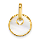 Sterling Silver Gold-plated Polished Mother of Pearl Circle Drop Pendant