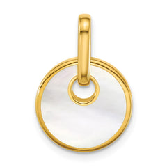 Sterling Silver Gold-plated Polished Mother of Pearl Circle Drop Pendant