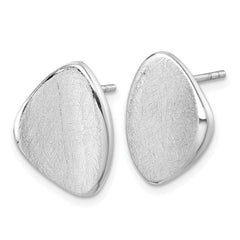 Sterling Silver Rhodium-plated Scratch Finish Fancy Abstract Post Earrings