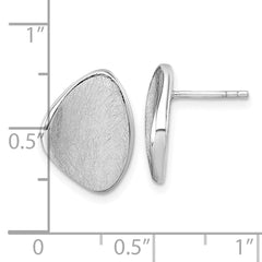 Sterling Silver Rhodium-plated Scratch Finish Fancy Abstract Post Earrings