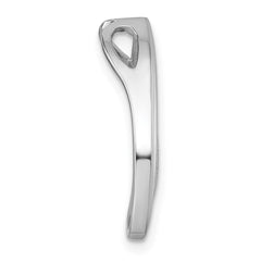 Sterling Silver Rhodium-plated Scratch Finish Fancy Abstract Chain Slide Pendant