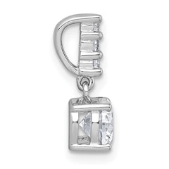 Sterling Silver Rhodium-plated Polished Round CZ Dangling Chain Slide Pendant