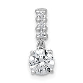 Sterling Silver Rhodium-plated Polished Round CZ Dangling Chain Slide Pendant