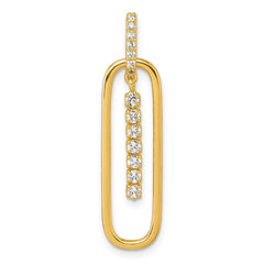 Sterling Silver Gold-tone with White CZ Oblong Dangle Pendant