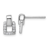 Sterling Silver Rhodium-plated Polished CZ Square Post Earrings