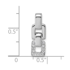 Sterling Silver Rhodium-plated Polished White CZ Double Square Pendant