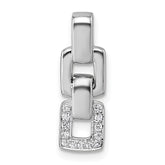Sterling Silver Rhodium-plated Polished White CZ Double Square Pendant