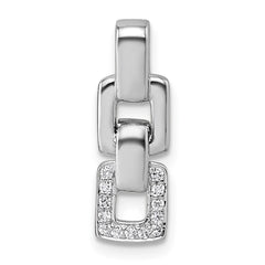 Sterling Silver Rhodium-plated Polished White CZ Double Square Pendant