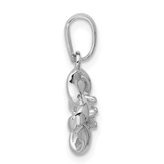 Sterling Silver Rhodium-plated Polished CZ Twisted Pendant