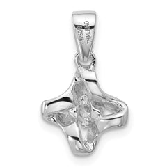 Sterling Silver Rhodium-plated Polished CZ Twisted Pendant
