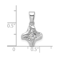 Sterling Silver Rhodium-plated Polished CZ Twisted Pendant