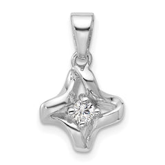 Sterling Silver Rhodium-plated Polished CZ Twisted Pendant