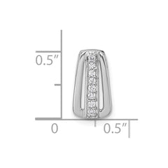 Sterling Silver Rhodium-plated Polished White CZ Chain Slide Pendant
