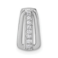 Sterling Silver Rhodium-plated Polished White CZ Chain Slide Pendant