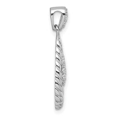 Sterling Silver Rhodium-plated Polished CZ Twisted Teardrop Pendant