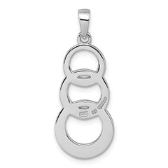 Sterling Silver Rhodium-plated Polished Triple Circle Pendant