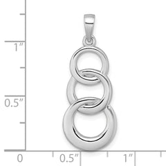 Sterling Silver Rhodium-plated Polished Triple Circle Pendant