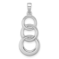 Sterling Silver Rhodium-plated Polished Triple Circle Pendant