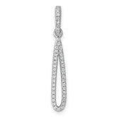 Sterling Silver Rhodium-plated CZ Oval Dangle Pendant