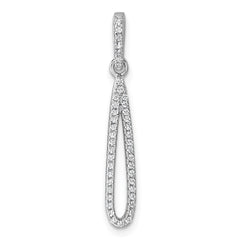 Sterling Silver Rhodium-plated CZ Oval Dangle Pendant