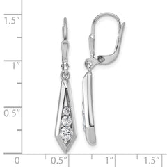 Sterling Silver Rhodium-plated Polished Fancy CZ Kite-shaped Leverback Earrings
