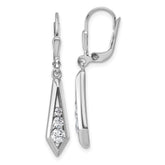 Sterling Silver Rhodium-plated Polished Fancy CZ Kite-shaped Leverback Earrings
