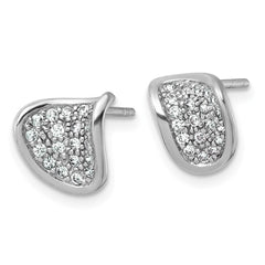 Sterling Silver Rhodium-plated Polished Fancy Curved CZ Post Earrings