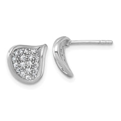 Sterling Silver Rhodium-plated Polished Fancy Curved CZ Post Earrings